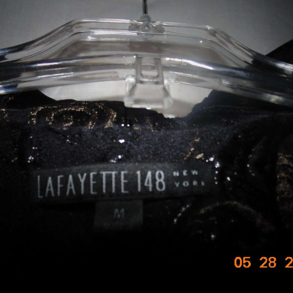 NWT Lafayette 148 Black Jacket/Cape  w/gold & silver details  Medium